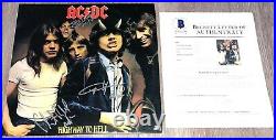 AC/DC SIGNED HIGHWAY TO HELL VINYL RECORD ALBUM ANGUS YOUNG +2 withBECKETT BAS LOA