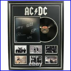 Acdc Hand Signed Back In Black Framed Vinyl Album Angus Young Johnson Williams