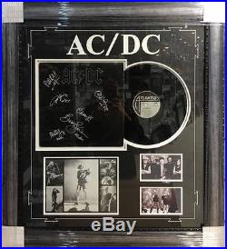 Acdc Hand Signed Framed Back In Black Vinyl Album Photo Collage Young Rudd
