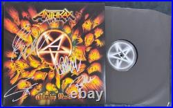 Anthrax Band all 4 withScott Ian Signed Vinyl Album LP Autographed Record Auto JSA