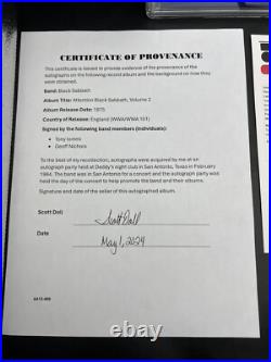 Black Sabbath 2x Signed Autograph Attention Vinyl Album LP AMG Graded 8 JSA LOA