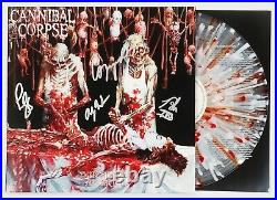 CANNIBAL CORPSE BAND SIGNED BUTCHERED AT BIRTH VINYL LP RECORD ALBUM WithJSA COA