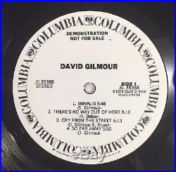 David Gilmour Pink Floyd Signed Autographed Solo Album Vinyl COA