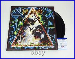 Def Leppard Entire Band Signed Autograph Hysteria Vinyl Record Album PSA/DNA COA