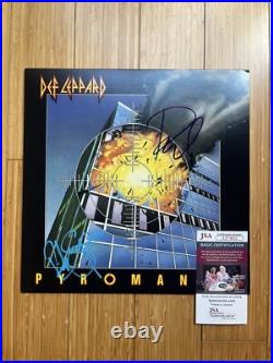 Def Leppard Rick Savage Phil Collen Signed Pyromania Vinyl Record Album JSA