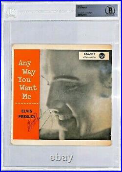 ELVIS PRESLEY Signed Any Way You Want Me 45 Vinyl Album Sleeve JSA & BAS SLAB