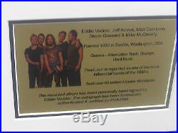 Eddie Vedder Pearl Jam Back Spacer Signed Framed Vinyl Album Psa Dna # X88788