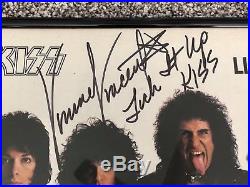 FRAMED Vinnie Vincent KISS Signed Autograph LICK IT UP Album Vinyl LP