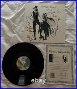 Fleetwood Mac Rumours Album ALL 5 Band Members Hand-Signed LP COA Stevie Nicks