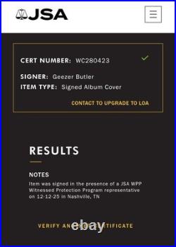 Geezer Butler Signed Black Sabbath Paranoid Vinyl LP Album Gatefold JSA COA