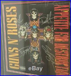 Guns N Roses Hand Signed Framed Vinyl Album Record Slash Axl Rose Duff
