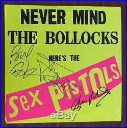 Hand Signed SEX PISTOLS x3 Never Mind The Bollocks ROTTEN Vinyl Album + my COA