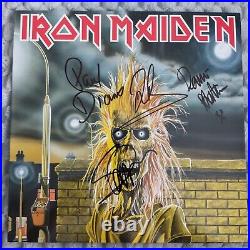 IRON MAIDEN Iron Maiden LP FULLY SIGNED by 4 autographs vinyl debut album