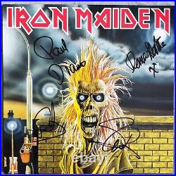 IRON MAIDEN S/T debut LP vinyl album fully signed by 4 Harris DiAnno Murray