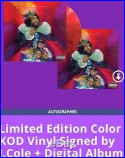 J. Cole Kod Signed Red Limited Edition Vinyl Lp Album New Sealed Sold Out DL