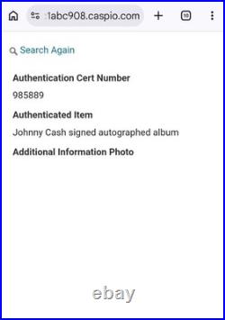 Johnny Cash Original Golden Hits Autographed Vinyl Record Album Cover Auth Pros