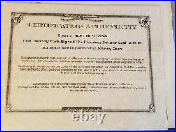 Johnny Cash Signed Vinyl Album The Fabulous Johnny Cash Letter of Authenticity