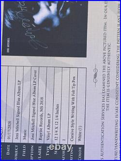 Joni Mitchell Autographed Blue Album Vinyl Authenticity Certificate Exclusive Joni Mitchell Autographed Blue Album Vinyl Authenticity Certificate Exclusive