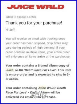 Juice Wrld Signed Death Race For Love Album Vinyl Record Lp Coa Drfl Rapper Rip