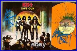 KISS Ace Frehley Signed Autograph Album Record Vinyl Love Gun 2 Signatures
