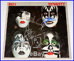 KISS BAND SIGNED AUTHENTIC'DYNASTY' VINYL RECORD ALBUM LP withCOA GENE SIMMONS x3