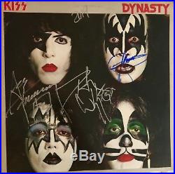 KISS Signed Vinyl Gene Simmons Autograph Album Ace Frehley Peter Criss Dynasty
