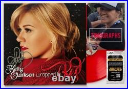 Kelly Clarkson Signed Wrapped In Red Vinyl Record Album Lp'christmas' Proof Jsa