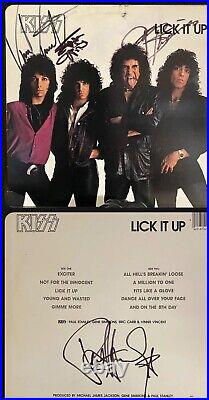 Kiss Lick It Up signed Autographed Vinyl Lp album Eric Carr, Gene, Paul, Vinnie