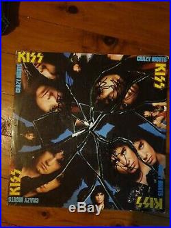 Kiss signed Crazy Nights Album Cover and vinyl by gene, Paul and Eric Carr
