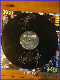 Kiss signed Crazy Nights Album Cover and vinyl by gene, Paul and Eric Carr