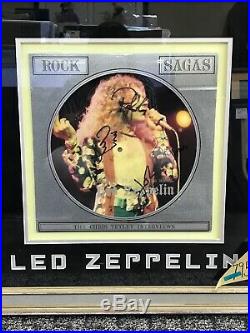 Led Zeppelin Rock Sagas Vinyl Album Auto Signed By Plant, Page, Jones Framed