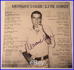 Leonard Cohen Signed Live Songs Album Vinyl JSA #P08381 Auto