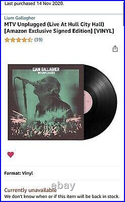 Liam Gallagher SIGNED MTV Unplugged Hull LP Vinyl Album Oasis Amazon Sealed