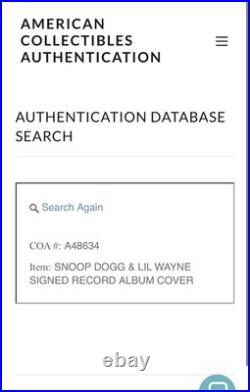 Lil'Wayne And Snoop Dogg SIGNED OutKast Hollywood Divorce Vinyl Record Album COA