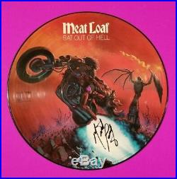 MEATLOAF SIGNED BAT OUT OF HELL VINYL LP ALBUM PICTURE DISC WITH BAS COA psa jsa