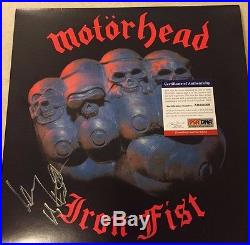 MOTORHEAD IRON FIST Signed Vinyl Record Album RARE LEMMY KILMISTER PSA AB60469