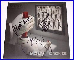 MUSE BAND SIGNED'DRONES' ALBUM VINYL RECORD withCOA MATT BELLAMY X3 DOM CHRIS