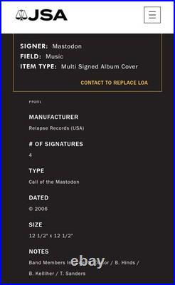 Mastodon SIGNED Call Of The Mastodon LP Splatter Vinyl Album Brent Hinds JSA LOA Mastodon SIGNED Call Of The Mastodon LP Splatter Vinyl Album Brent Hinds JSA LOA