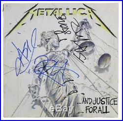 Metallica (3) Signed And Justice For All Album Cover With Vinyl BAS #A57341