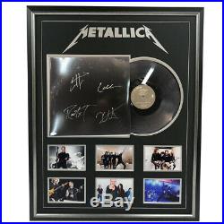Metallica Hand Signed Framed Black Vinyl Album Hetfield Urlich Hammett Trujillo