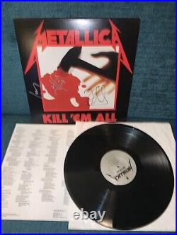 Metallica KILL EM ALL Autographed By 3 Album LP Cover Vinyl Guarantee 100%