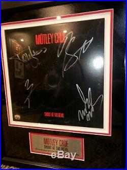 Motley Crue Dr Feelgood autographed signed framed album record LP Vinyl RARE