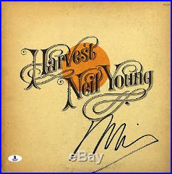 Neil Young Signed Harvest Album Cover With Vinyl Autographed BAS #B03503
