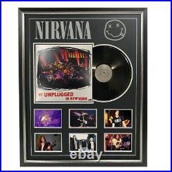 Nirvana Hand Signed Framed Unplugged Vinyl Album Dave Grohl Krist Certificate