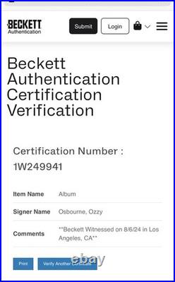 Ozzy Osbourne Signed Black Sabbath Live Vinyl Album Beckett Coa 1w249941