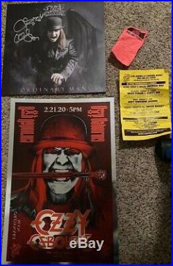 Ozzy Osbourne Signed Vinyl Album Ordinary Man Limited Poster Proof Photos Flyer