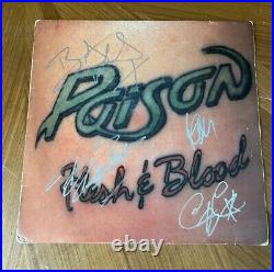 POISON signed vinyl album FLESH & BLOOD BRET MICHAELS, RIKKI, CC & BOBBY