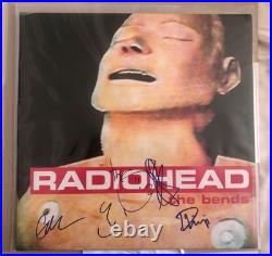 RADIOHEAD BAND SIGNED'THE BENDS' RECORD VINYL ALBUM BECKETT COA x5 THOM YORKE