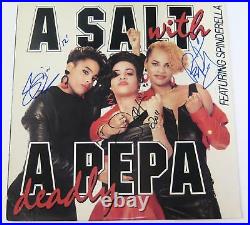 SALT N PEPA Signed Autograph A Salt With A Deadly Pepa Album Vinyl LP by 3 RAP