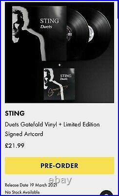 Sting SIGNED Duets Artcard LP Gatefold Vinyl Album Limited Editon Pre Order New